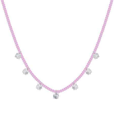 Luca Barra - Collana cristalli rosa e zirconi bianchi