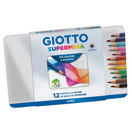 Astuccio Metallo 12 Pastelli Supermina Giotto