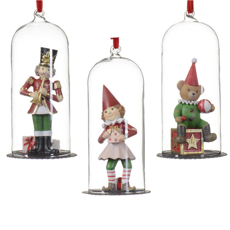 Statuetta decorativa con orso ,schiaccianoci e elfo in poliresina, decorazione per interno , h 15 cm