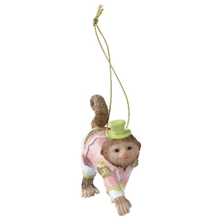 Pendaglio scimmie con corona decorazione natalizia h 8.5 cm