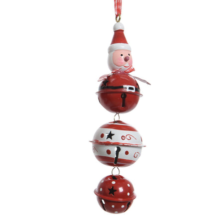Pendaglio rosso con babbo natale, renna e pupazzo di neve per albero di natale