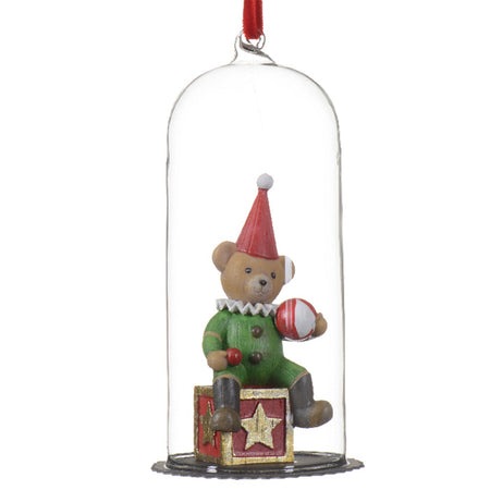 Statuetta decorativa con orso ,schiaccianoci e elfo in poliresina, decorazione per interno , h 15 cm