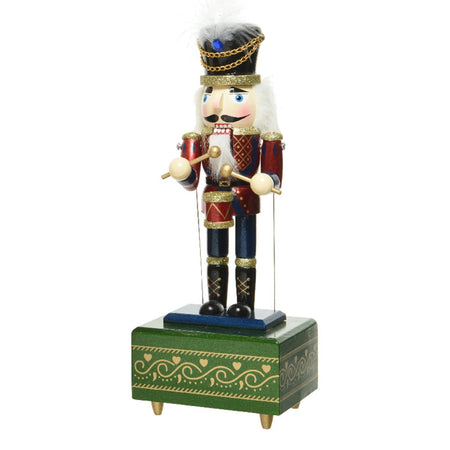 Statuetta decorativa "Soldatino schiaccianoci" con carillon natalizio h 30 cm