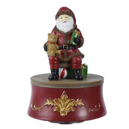 Statuetta decorativa Babbo Natale con musica decorazione natalizia in resina da 15 cm