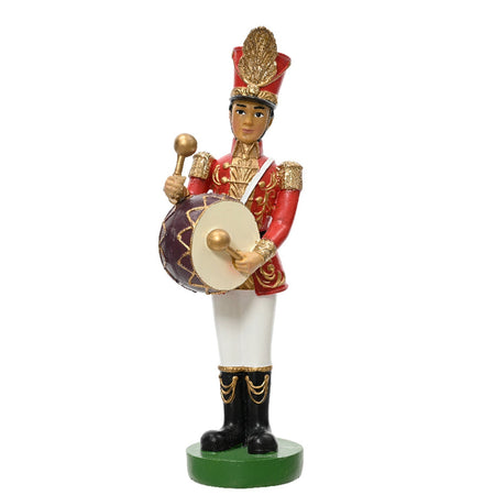 Statuetta decorativa Soldatino con tamburo decorazione natalizia in resina da 18 cm