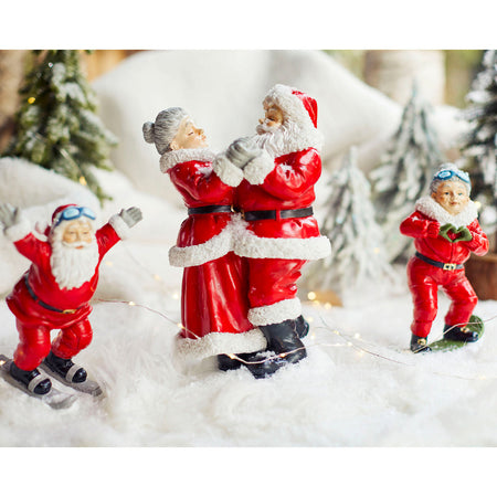 Statuetta con babbo natale e Mamma natale che ballano decorazione per interno