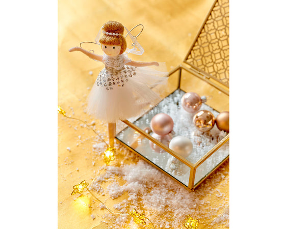 Statuetta decorativa Ballerina decorazione natalizia in resina da 20 cm