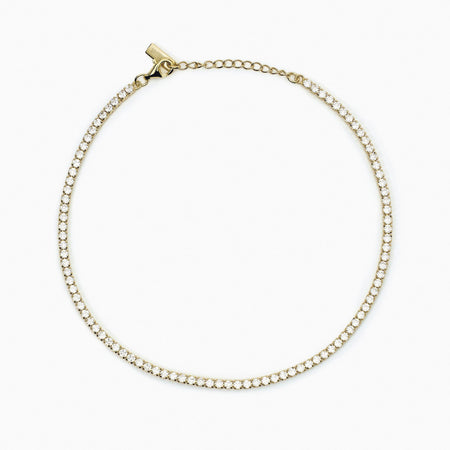 MABINA - Cavigliera in argento placcato oro con zirconi bianchi MINI TENNIS