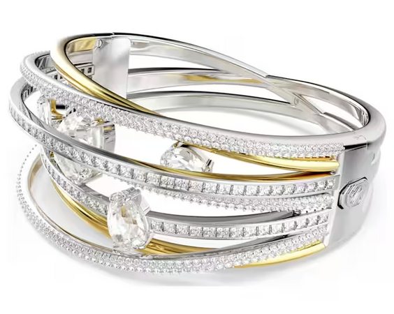 SWAROVSKI - Bracciale rigido Hyperbola Taglio misto, Bianco, Mix di finiture