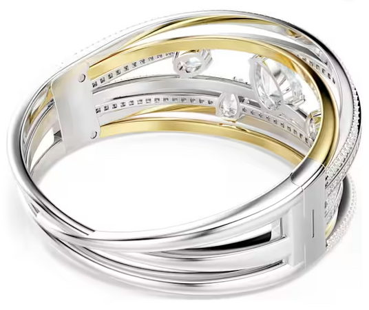 SWAROVSKI - Bracciale rigido Hyperbola Taglio misto, Bianco, Mix di finiture
