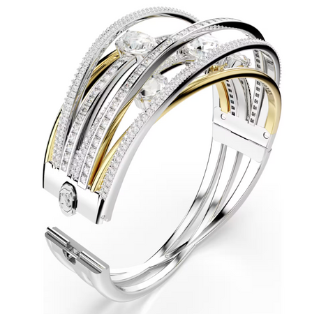 SWAROVSKI - Bracciale rigido Hyperbola Taglio misto, Bianco, Mix di finiture