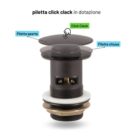 Miscelatore Monocomando Bidet Jazz Installazione Rapida Piletta Click Clack