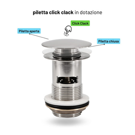 Miscelatore Monocomando Bidet Jazz Installazione Rapida Piletta Click Clack
