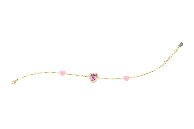 Nanãn Bracciale Cuori Rosa e Pietra Brillante