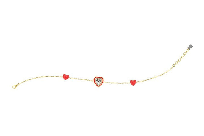 Nanãn Bracciale Cuori Rossi e Pietra Brillante