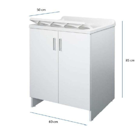 Lavatoio Nobilitato Vasca Resina Asse Lavaggio 45x50x85 cm Doppia Anta 7002AK