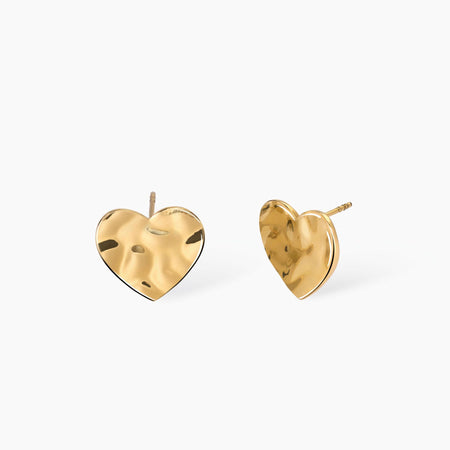KIDULT - Orecchini cuore dorati effetto martellato STYLE 03