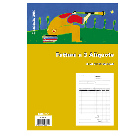 Blocco Fatture 3 Aliquote Iva 3Copie 33Fogli Autoric. 29,7X21 E5304A