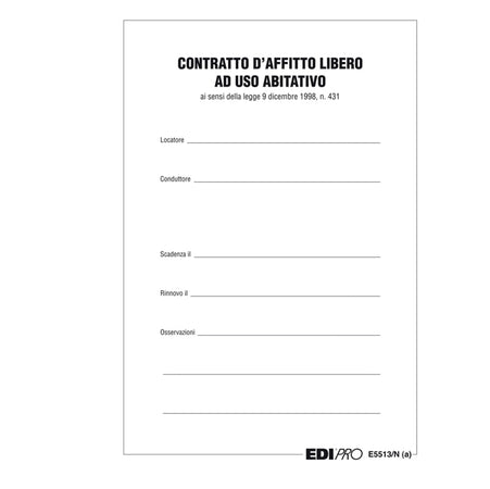 Fascicolo Contratto Di Locazione Libero 29,7X21 E5513N