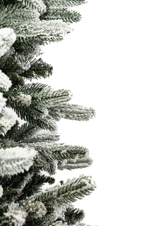 Albero di Natale Slim innevato "Fred" in PE Effetto Real Touch + PVC + Flock