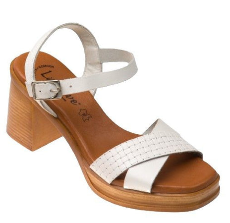Luxdive sandalo donna tacco alto in pelle intrecciato bianco