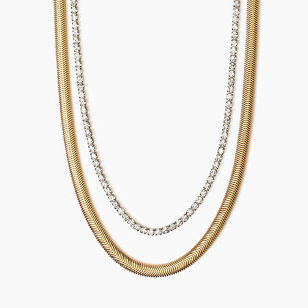Kidult - Collana a girocollo dorato con tennis di cristalli STYLE 02