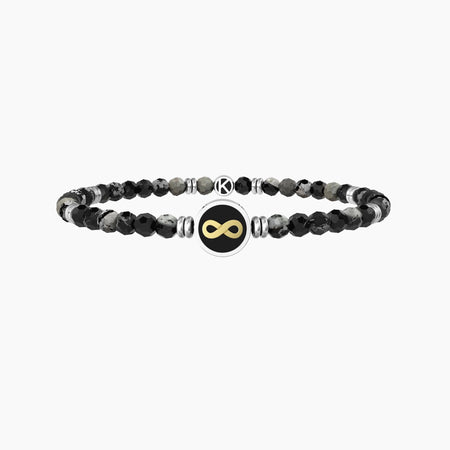 Kidult - Bracciale elastico uomo con agata nera e infinito Infinito | oltre i limiti