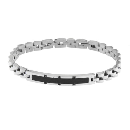 By Simon - Bracciale in Acciaio con inserti neri