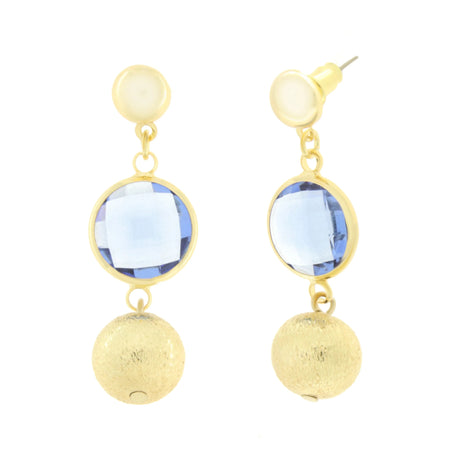 BySimon - Orecchini in Metallo con cristallo blu e perla oro