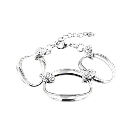 BYSIMON - Bracciale in Metallo con catene ovali impreziosite da dettagli in cristalli bianchi