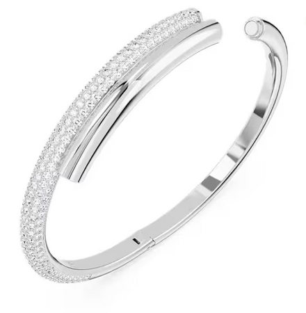 Swarovski Bracciale rigido Dextera Chiusura magnetica, Bianco, Placcato rodio