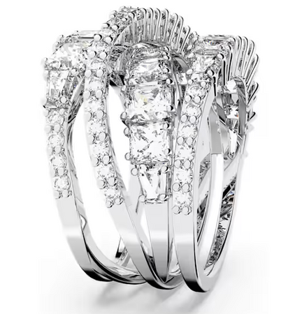 SWAROVSKI - Anello Hyperbola Taglio misto, Bianco, Placcato rodio