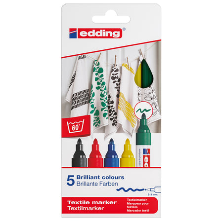 Astuccio 5 Marcatore Edding 4500 Col.Ass. Pt 2-3Mm Per Tessuto