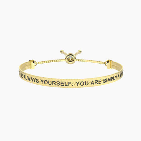 Kidult - Bracciale dorato elastico con frase SIMPLY A WONDER WOMAN