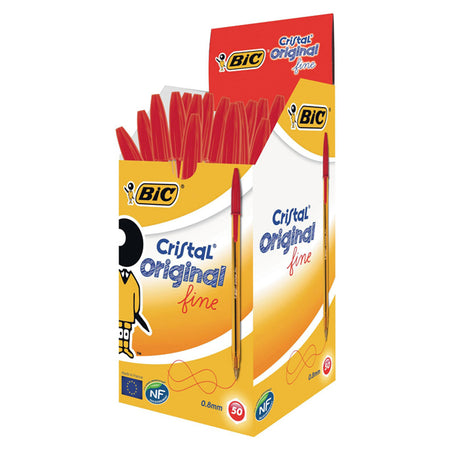 Scatola 50 Penna Sfera Cristal Fine 0,8Mm Rosso Bic