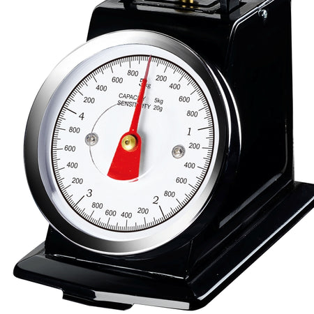 Bilancia da Cucina Metallo Verniciato Nero Max 5Kg Analogica Vassoio in Acciaio