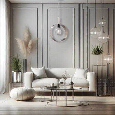 Lampadario Sospensione Metallo Verniciato Stefy 1 Luce E27 Cromo/Satinato