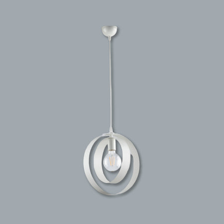 Lampadario Sospensione 1luce Metallo Verniciato Lavorato a Mano Bianco