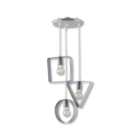 Lampadario 3Luci Metallo Verniciato e sagomato Moderno Altezza Regolabile Grigio