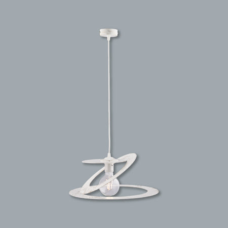 Lampadario Sospensione Metallo Verniciato 1 luce E27 Bianco/Oro