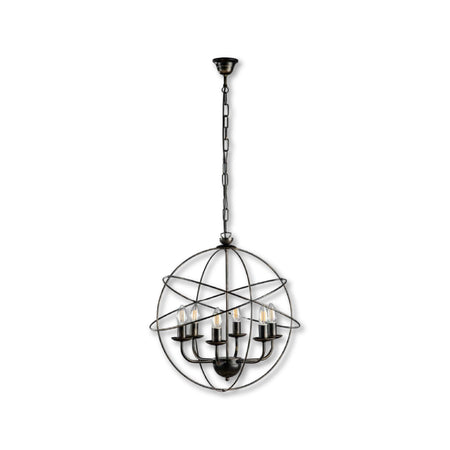 Lampadario Sospensione Metallo Circolare Samira 6 luci Nero/Argento