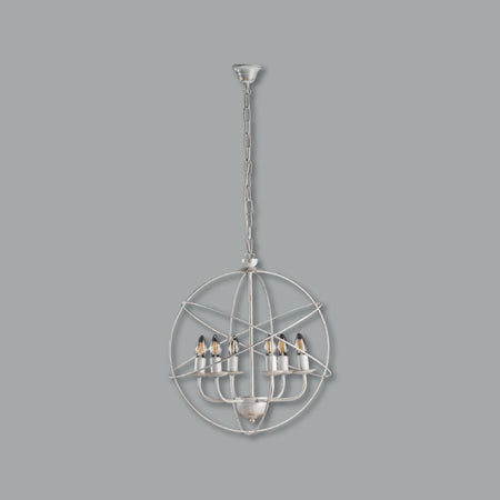 Lampadario Sospensione Metallo Circolare Samira 6 luci E14 Bianco/Oro