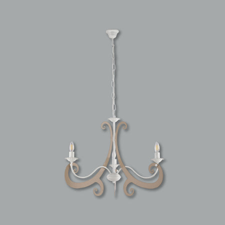 Lampadario Sospensione Metallo Verniciato Camilla 3 luci E14 Bianco/Tortora