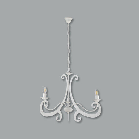 Lampadario Sospensione Metallo Verniciato Camilla 3 Luci E14 Bianco