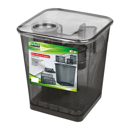 Set Scrivania 6 Accessori In Rete Metallica Nero 1426 Lebez