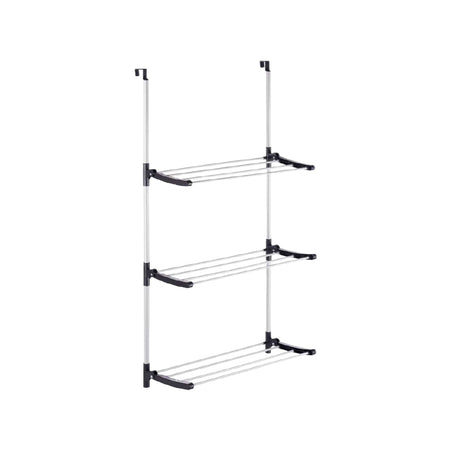 Stendino Pieghevole 3Piani in metallo Zincato e Plastica Stendino per Termosifone Dietro Porta Silver e Nero