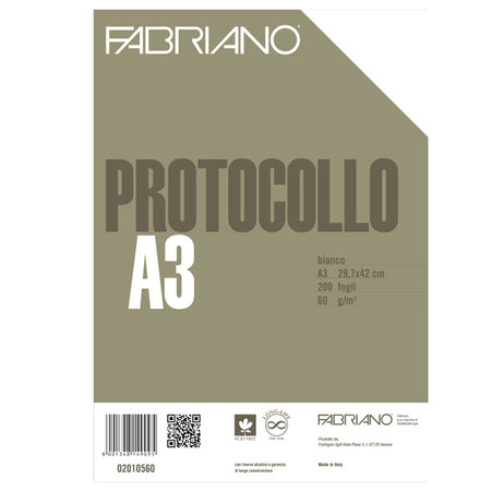 Protocollo Bianco 200Fg 60Gr F.To A3 Chiuso (21X29,7Cm Fabriano