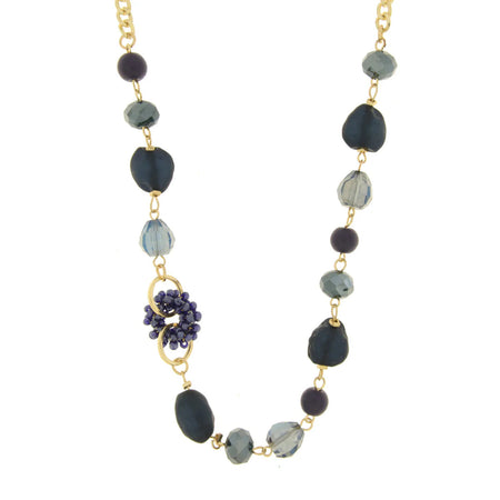 BYSIMON - Collana in Metallo con pietre e dettaglio in perline blu