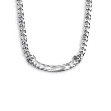 Marlù Collana catena cuban con catena snake piatta centrale