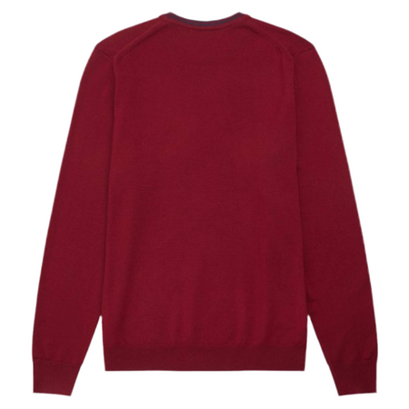 Fred Perry Maglione Uomo Girocollo Cotone Tinta Unita Logo Ricamato Polsini a Coste Pullover Maniche Lunghe